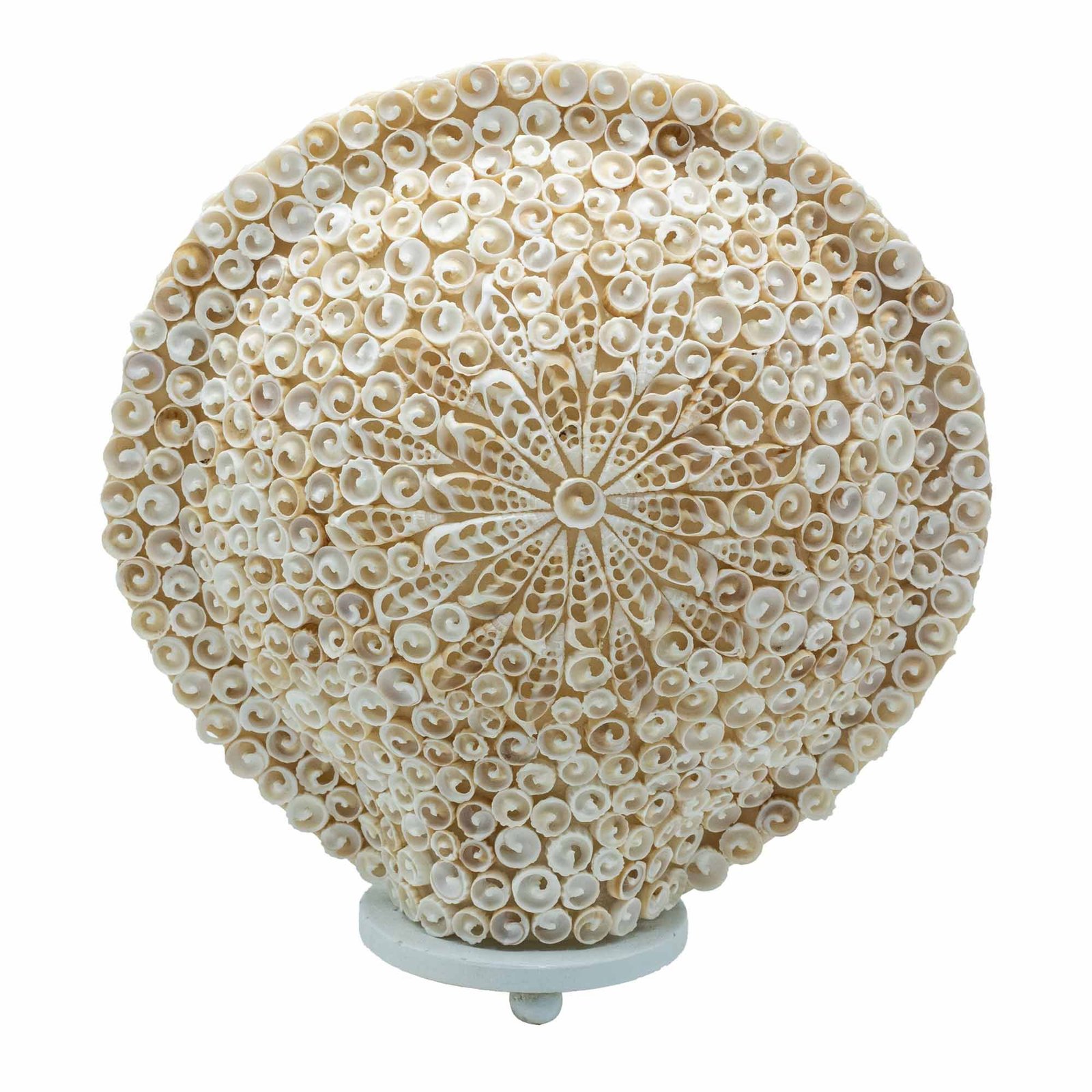 Boho jūros kriauklių lempa „Cut Art Shell“ – didelis apvalus 30 cm šviesos akcentas