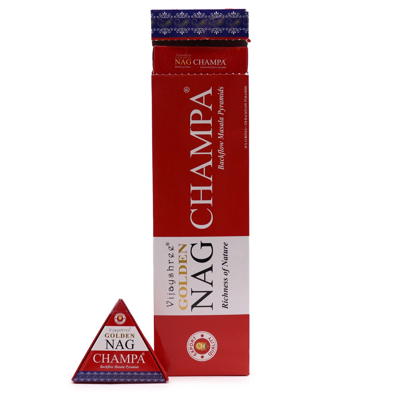 Atgalinio srauto smilkalų kūgeliai „Jumbo Golden Nag – Champa“ – 42 g ritualo ramybei