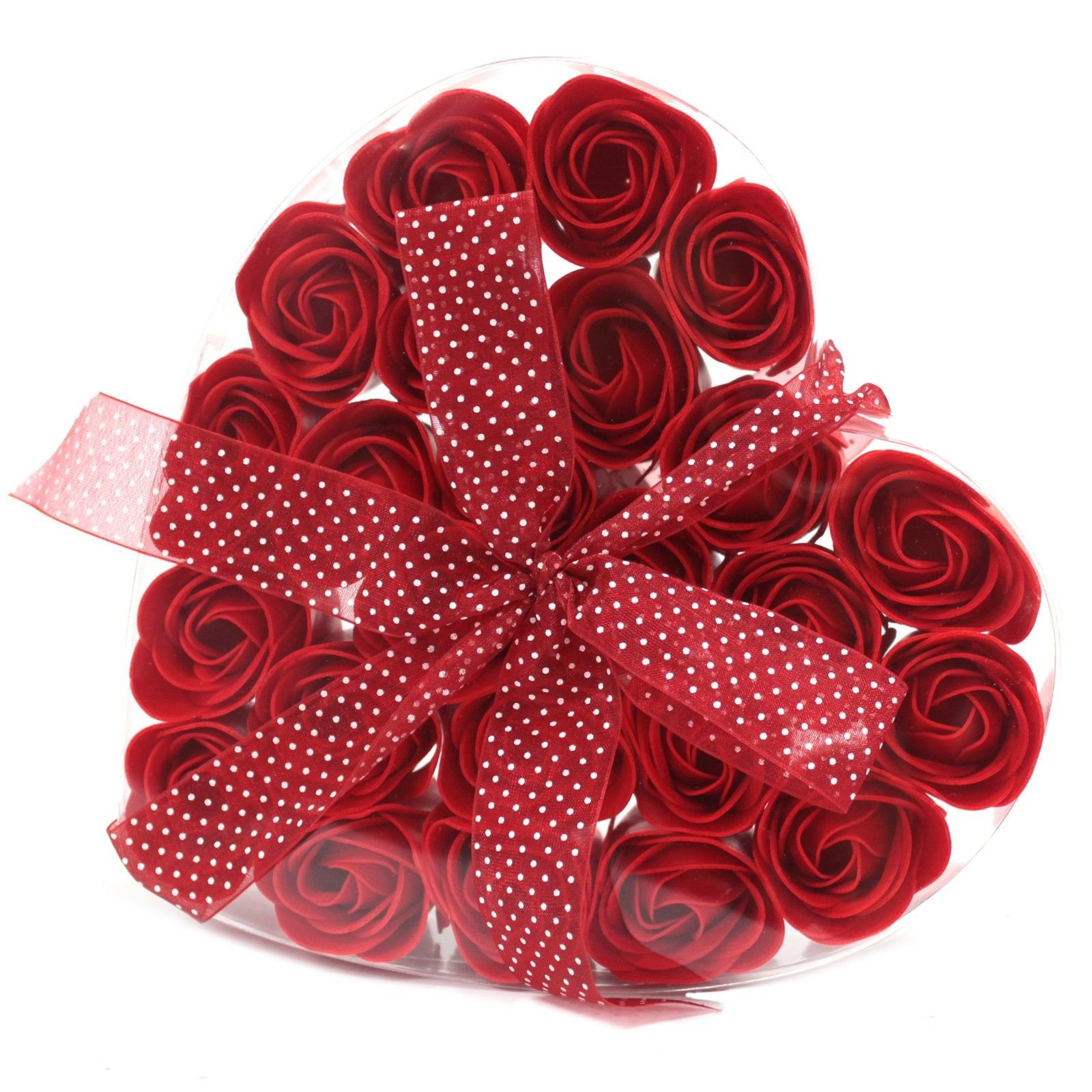 Muilo gėlių širdies dėžutė „Red Roses“ – 24 raudonų rožių žiedų dovana