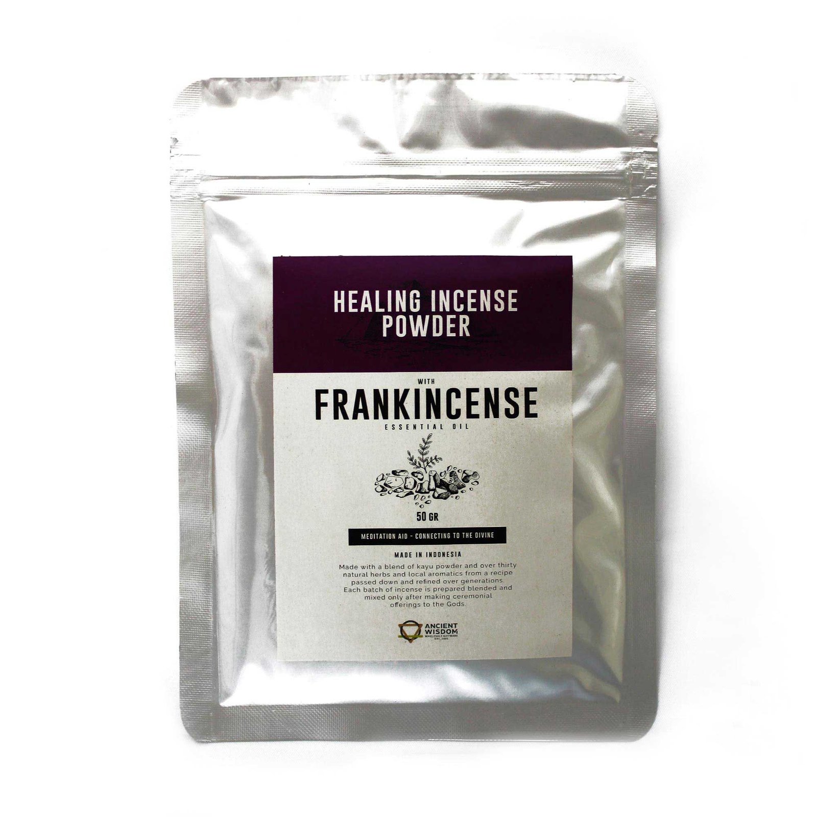 Gydomųjų smilkalų milteliai „Frankincense“ – sakralios ramybės ritualui, 50 g