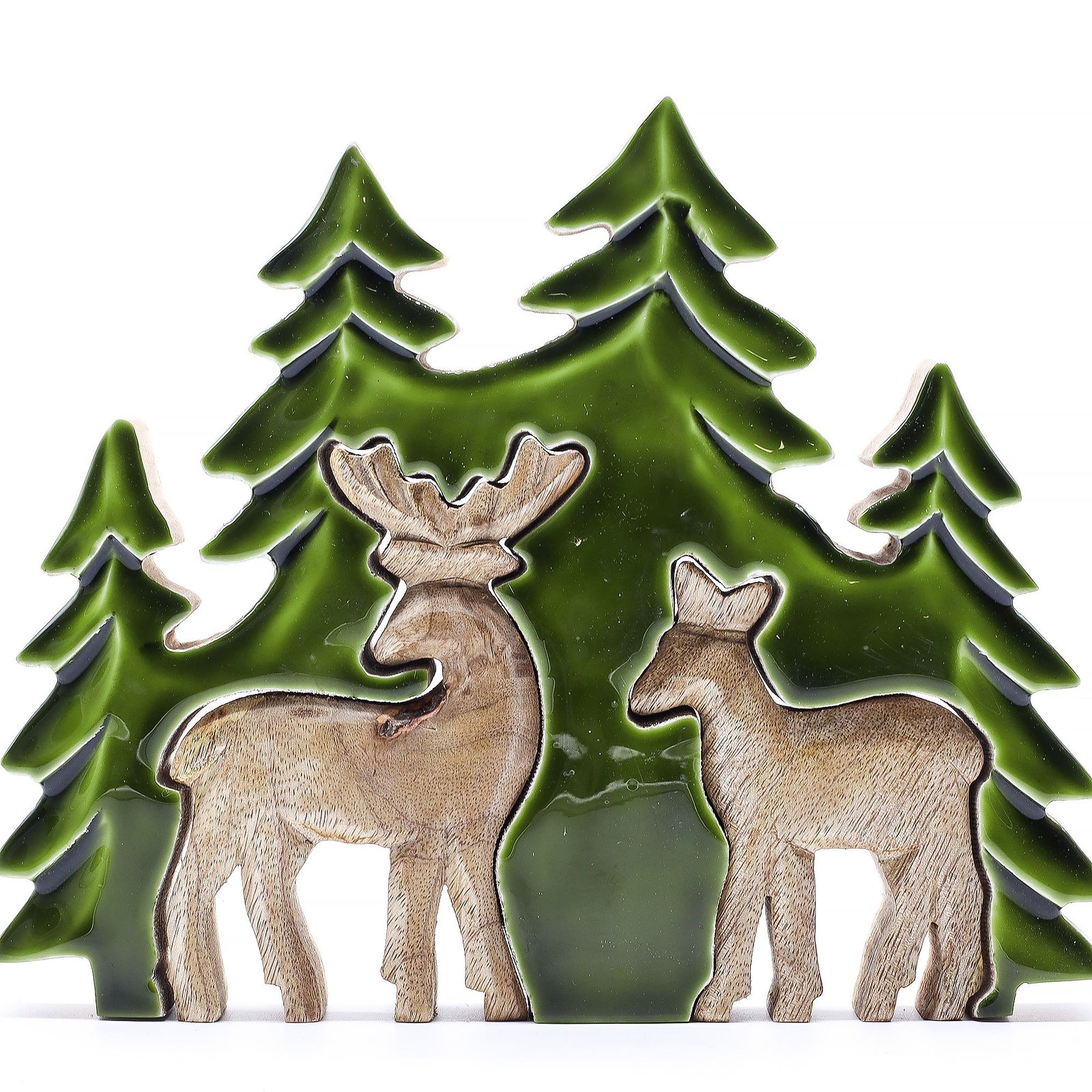 Medinė 3D dekoracija „Du elniai miške“ – paslaptingas „Lost in the Forrest“ akcentas