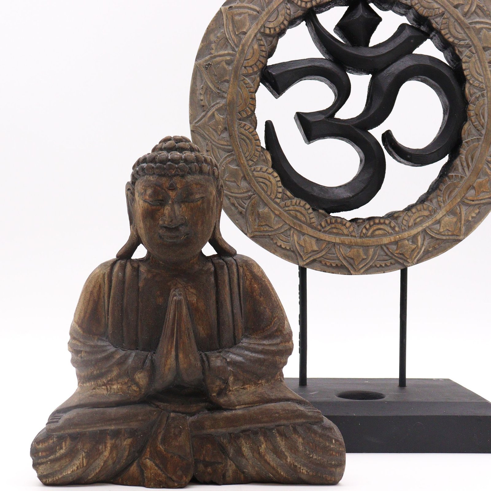 Alternative view of Feng shui Budos veidų rinkinys „Om“ – pilkai juoda medžio ramybės pora