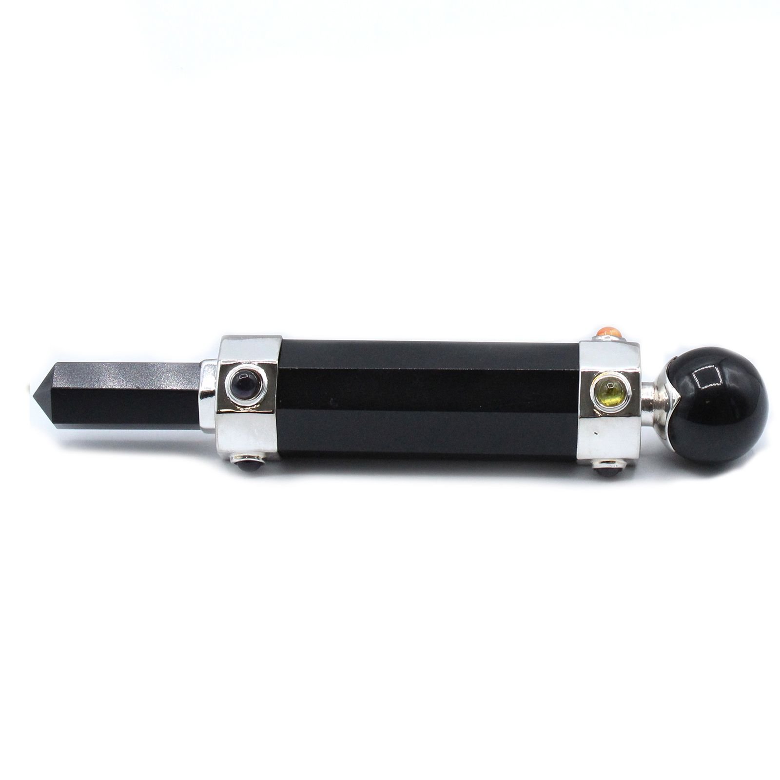 Šešiakampė kristalų gydomoji lazdelė „Black Agate“ – 12 cm paslaptingam ritualui