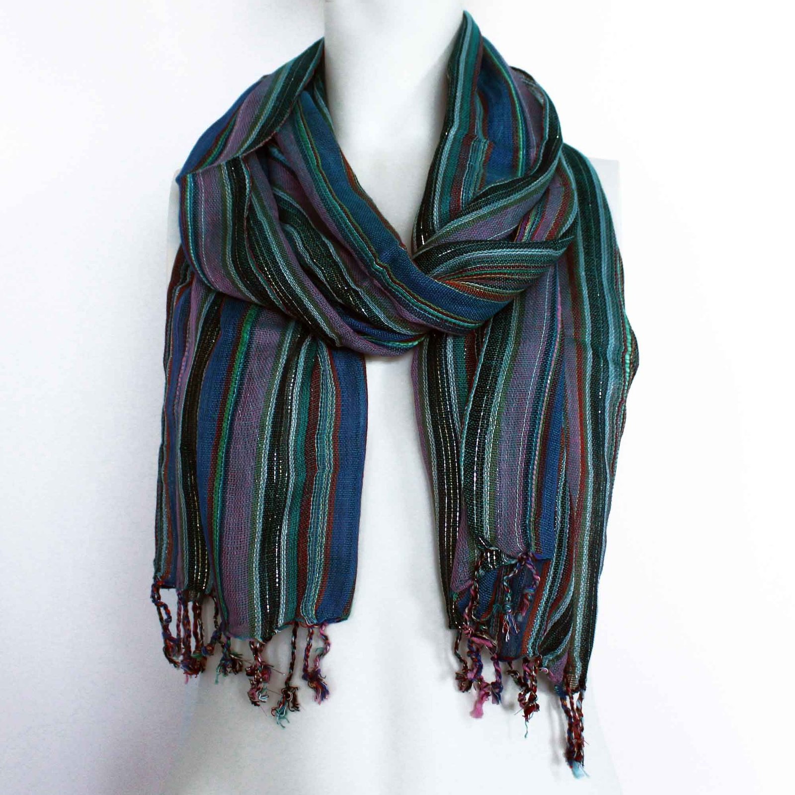 Alternative view of Indiška boho skara „Random Purples“ – 50 × 180 cm violetinės paslapties prisilietimas
