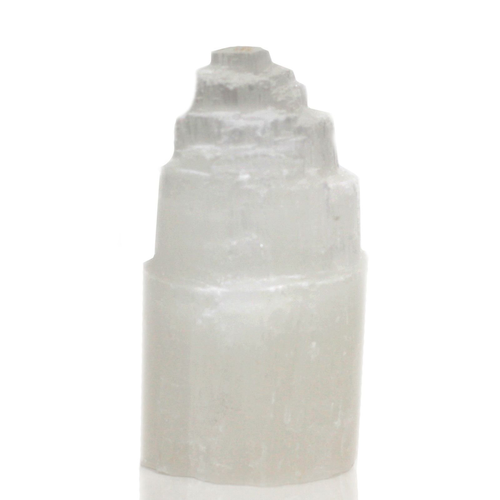 Natūrali selenito bokštelio lempa „Natural Selenite Tower Lamp“ – 15 cm šviesos ramybė