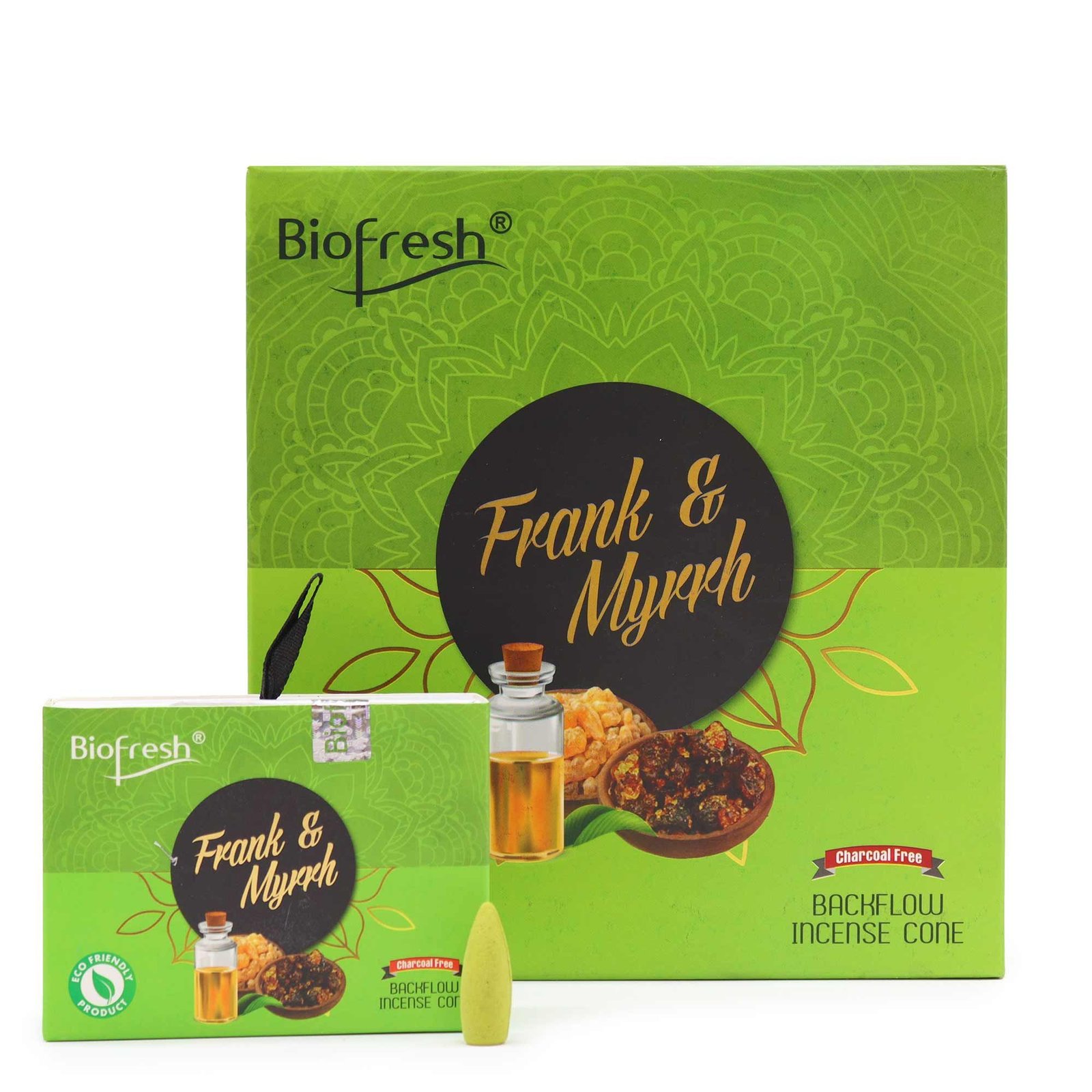 Atgalinio dūmo smilkalų kūgiai „Frank & Myrrh“ (40 vnt.) – paslaptingas ritualo aromatas