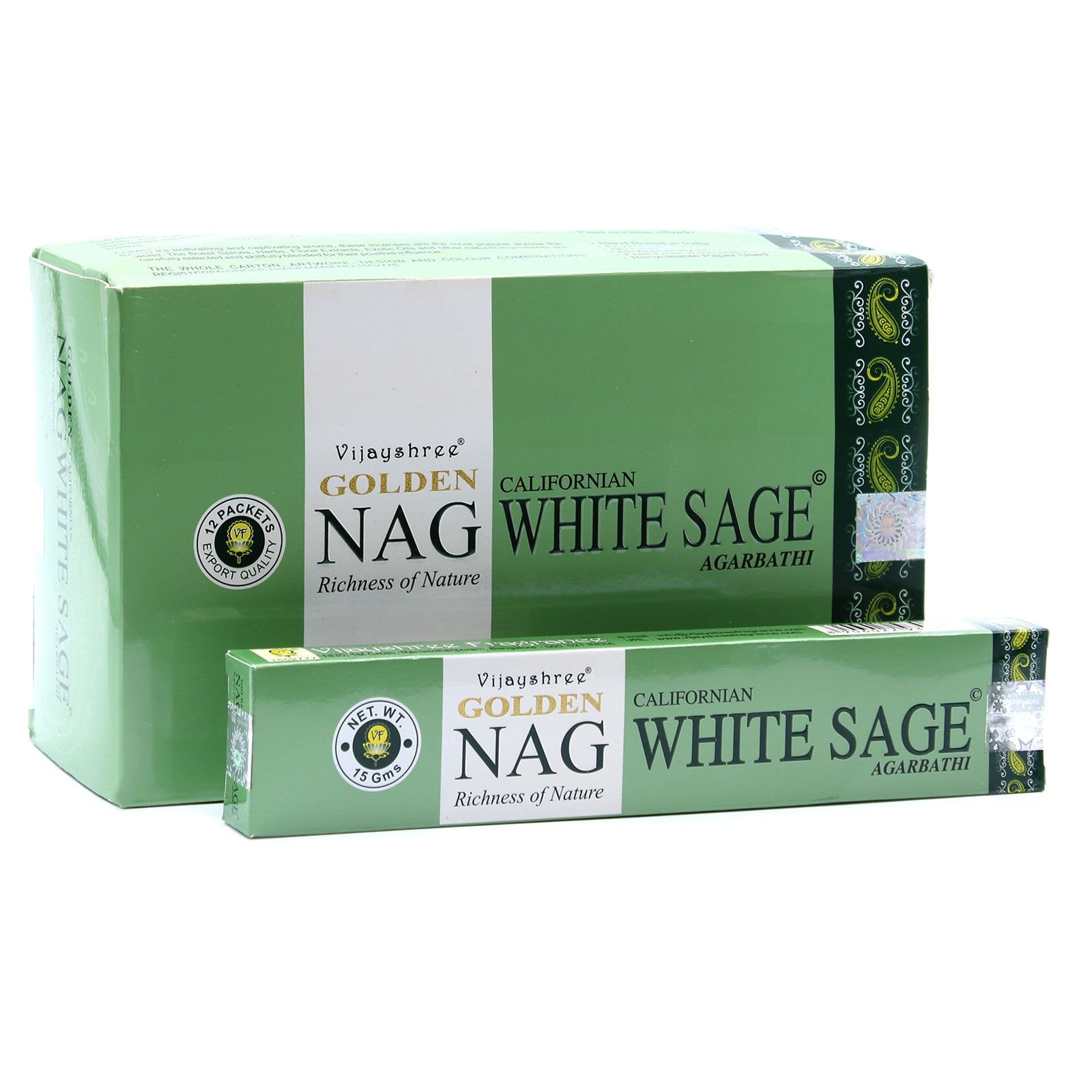 Smilkalų lazdelės „Golden Nag White Sage“ – baltojo šalavijo ramybės ritualas