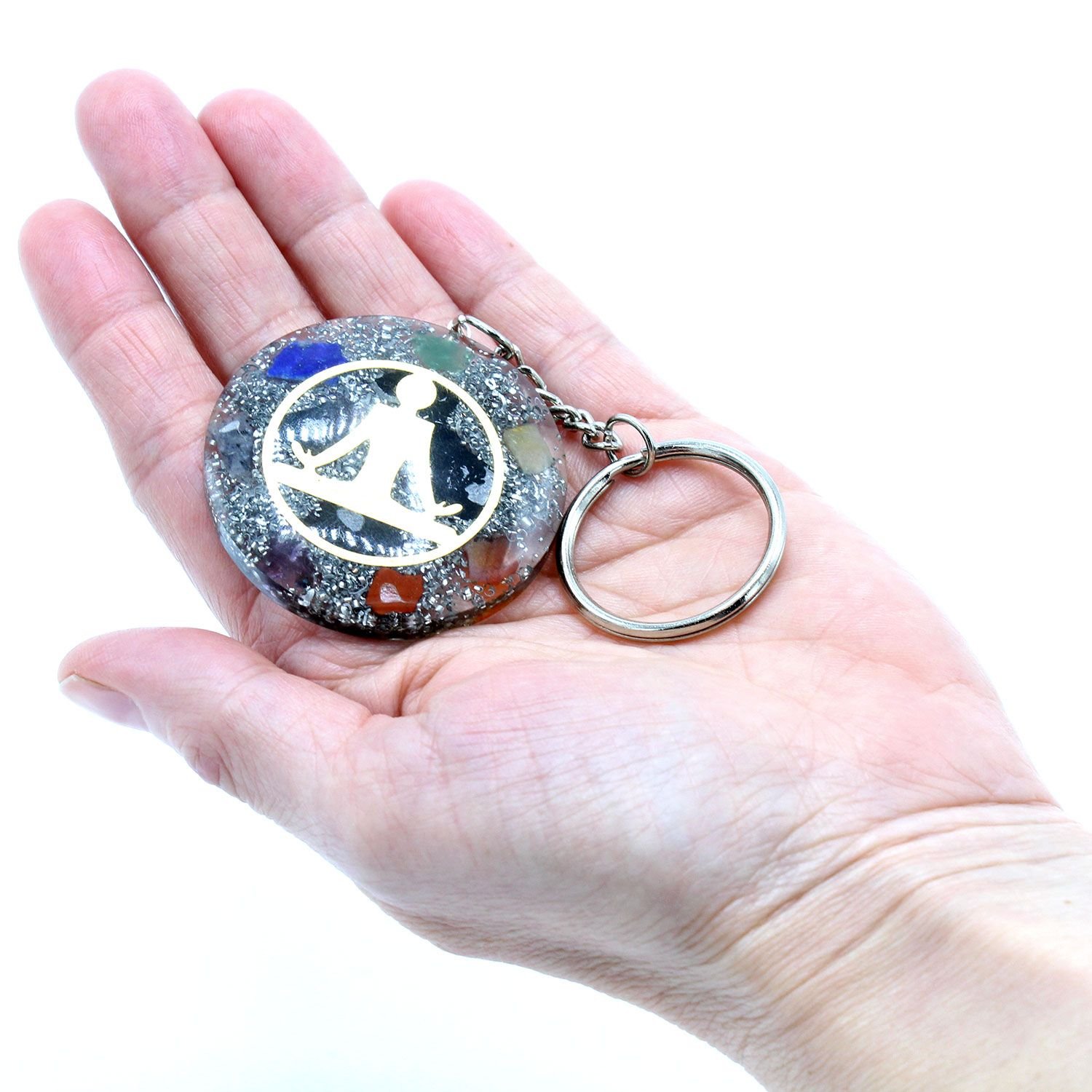 Alternative view of Orgonito galios raktų pakabukas „Buddha Seven Chakra“ – mažas kasdienės harmonijos talismanas
