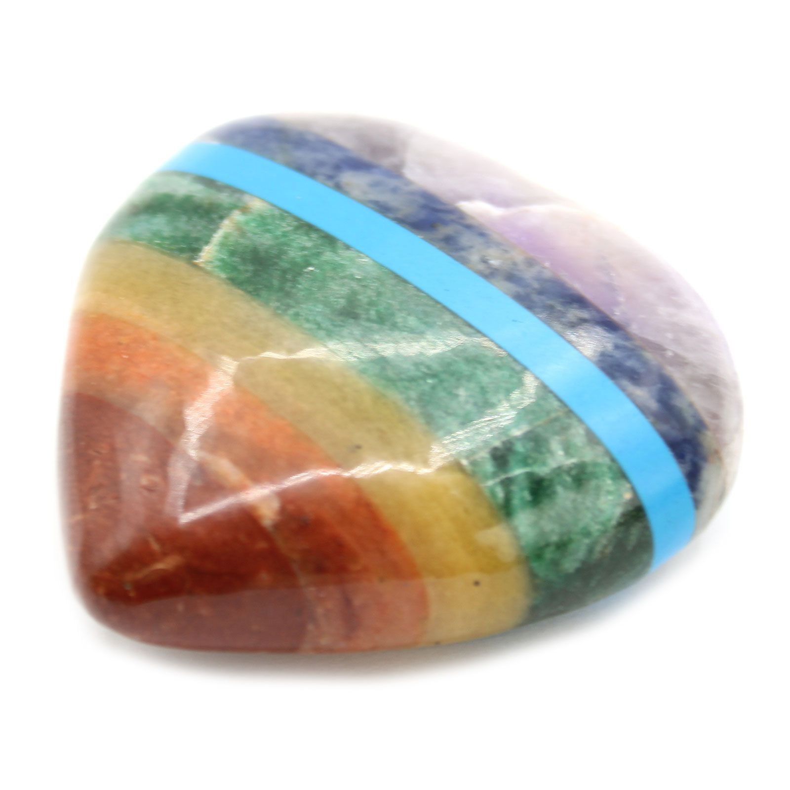 Širdelės formos čakrų akmuo „Chakra Hearts“ 45–60 mm – spalvotos energijos talismanas