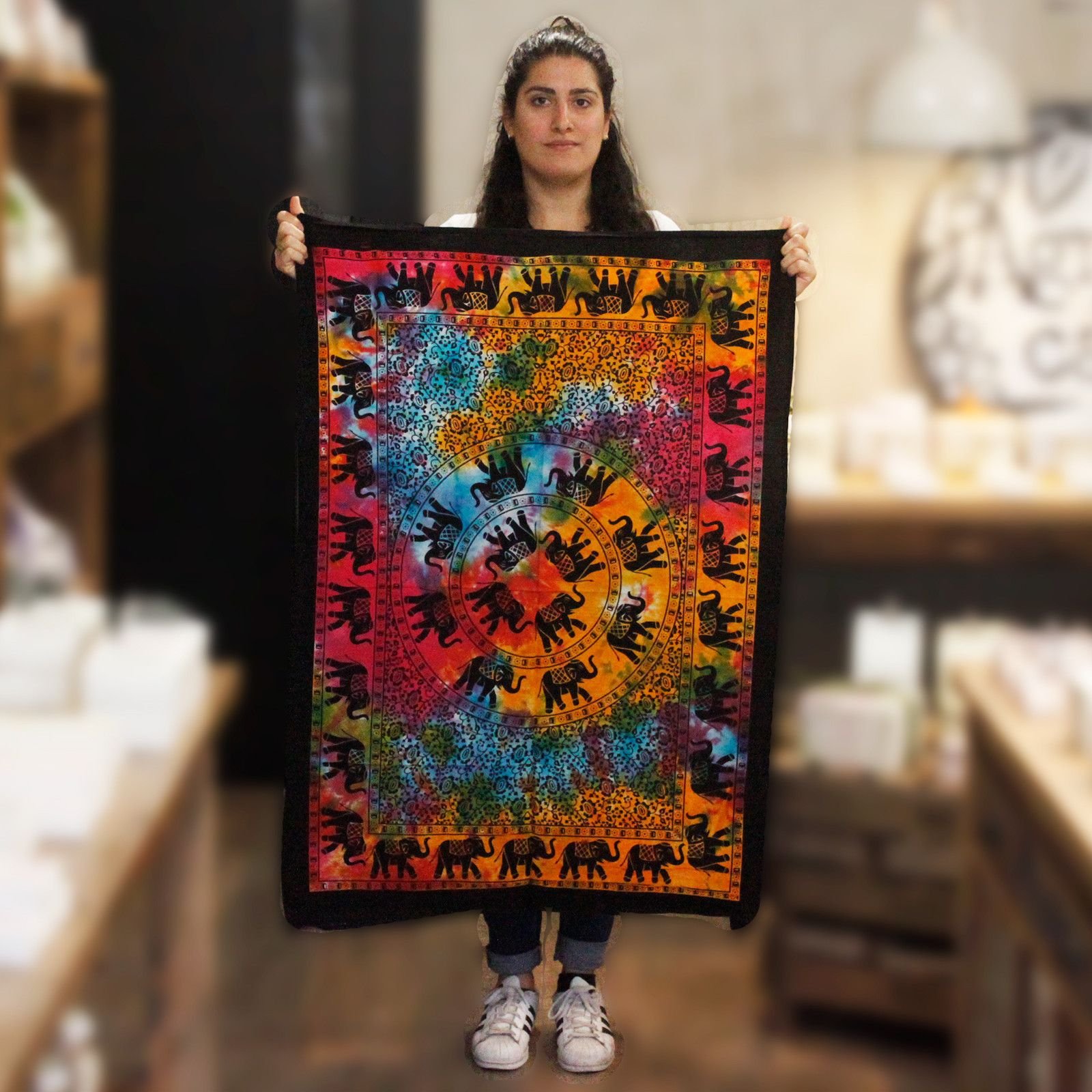 Alternative view of Medvilninė sieninė dekoracija „Elephant Mandala“ – jaukus bohemiškas namų akcentas