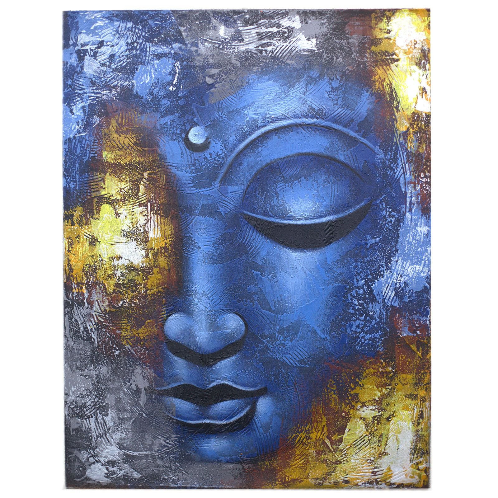 Budos paveikslas „Blue Face Abstract“ – mėlynos tylos sienos akcentas