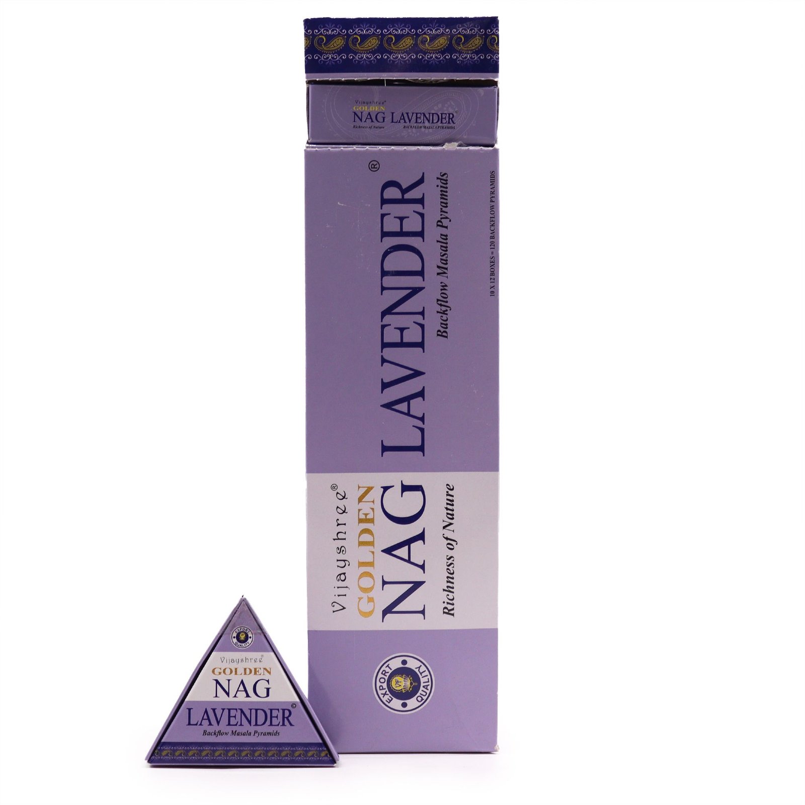 Atgalinio srauto smilkalų kūgeliai „Jumbo Golden Nag Lavender“ – levandų ramybės ritualas