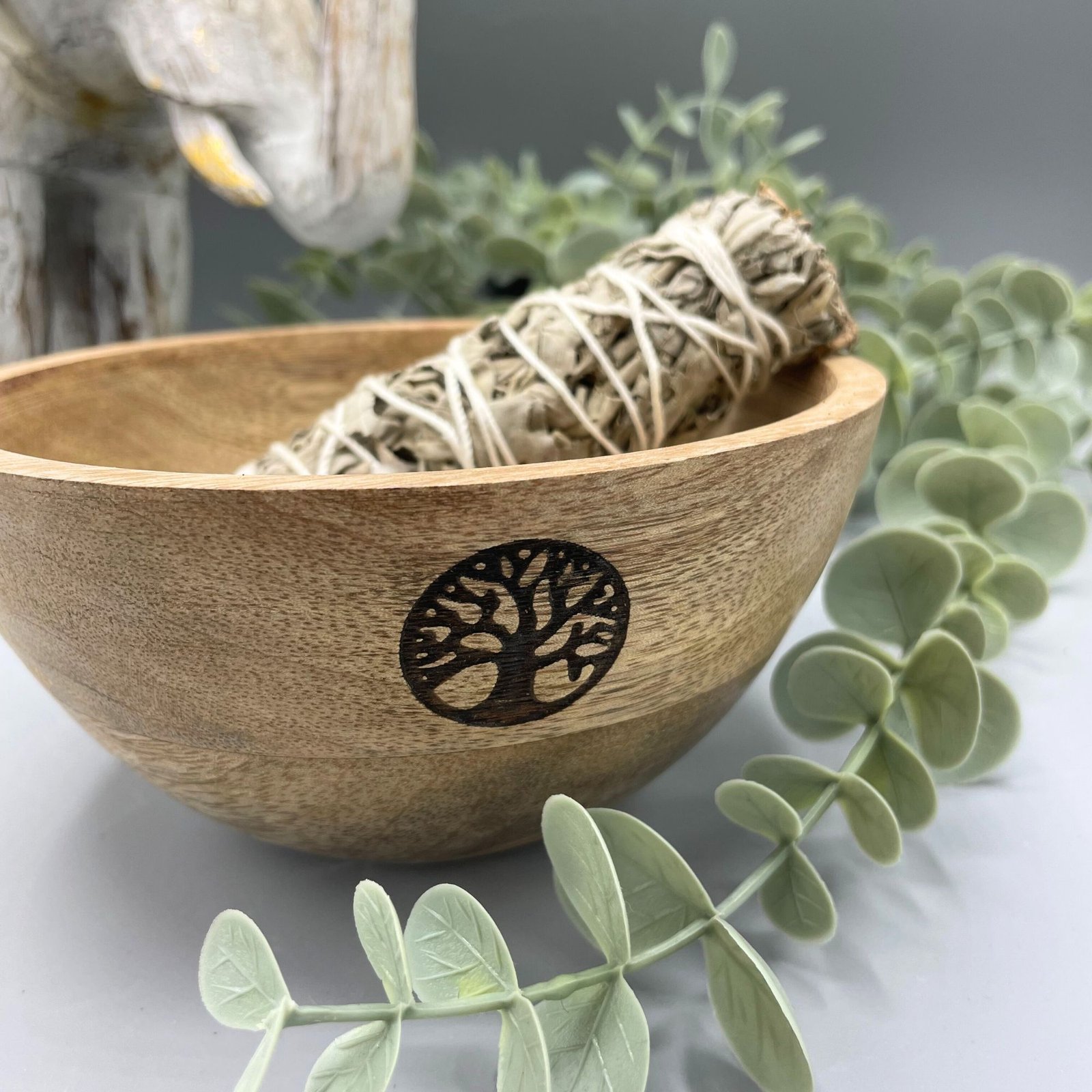 Alternative view of Medinis smilkymo ir ritualinių aukų dubuo „Tree of Life“ – 14 × 7 cm jaukiai ceremonijai