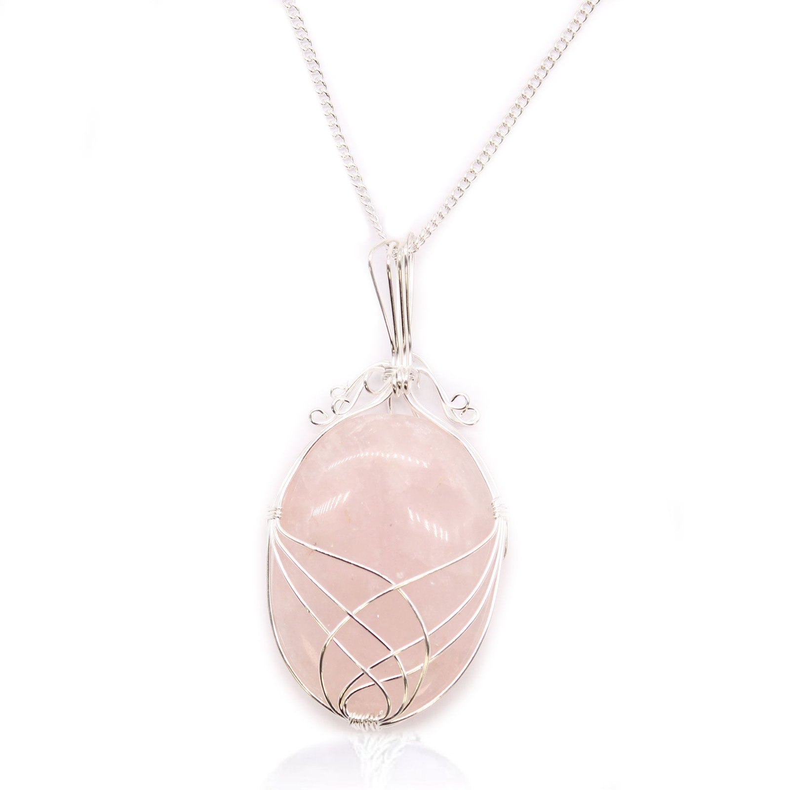 Vėrinys „Swirl Wrapped Gemstone Necklace“ su rožiniu kvarcu – švelnios šviesos prisilietimas