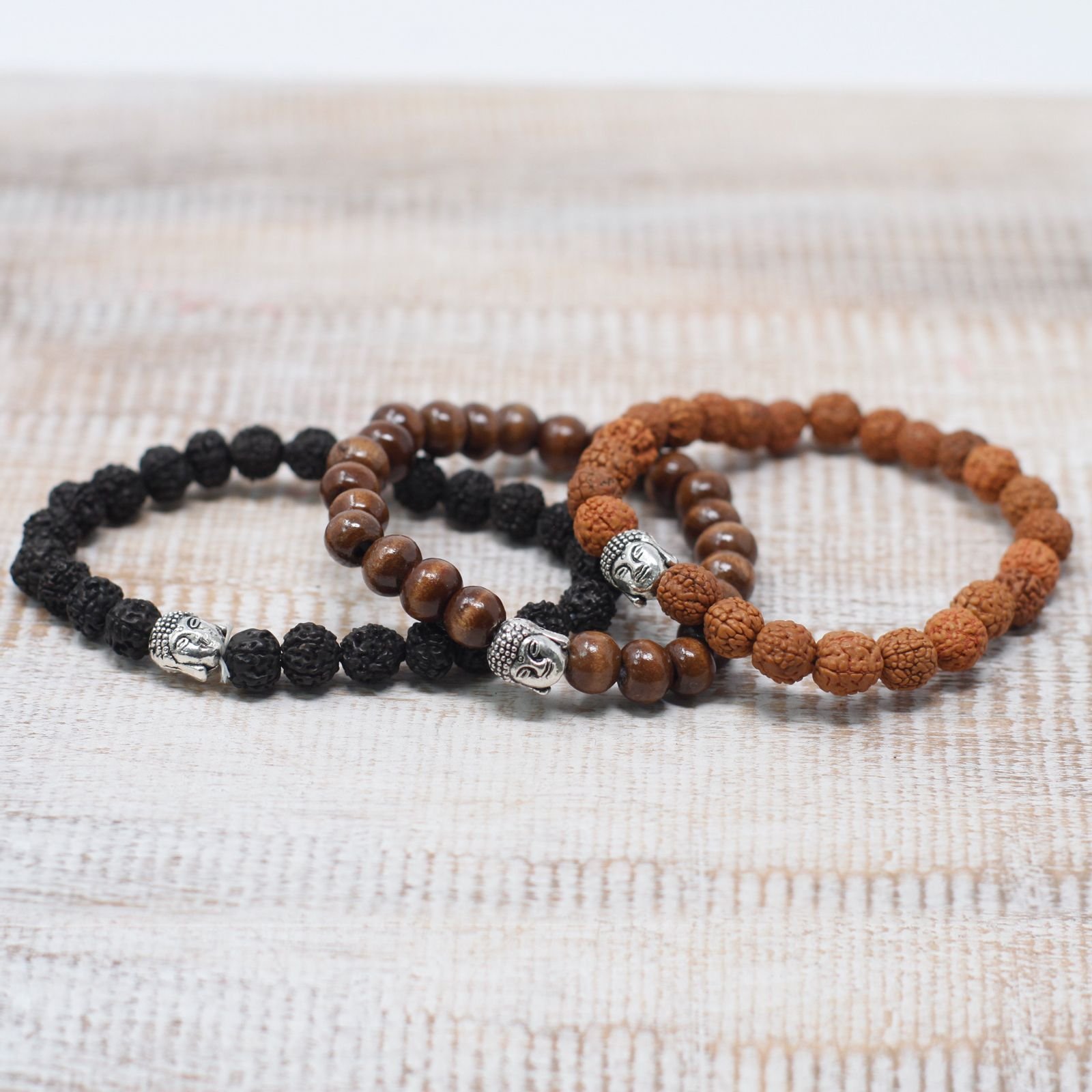 Alternative view of Medinių karoliukų apyrankė „Brown Beads & Buddah Bangle“ – šiltas kasdienės ramybės akcentas