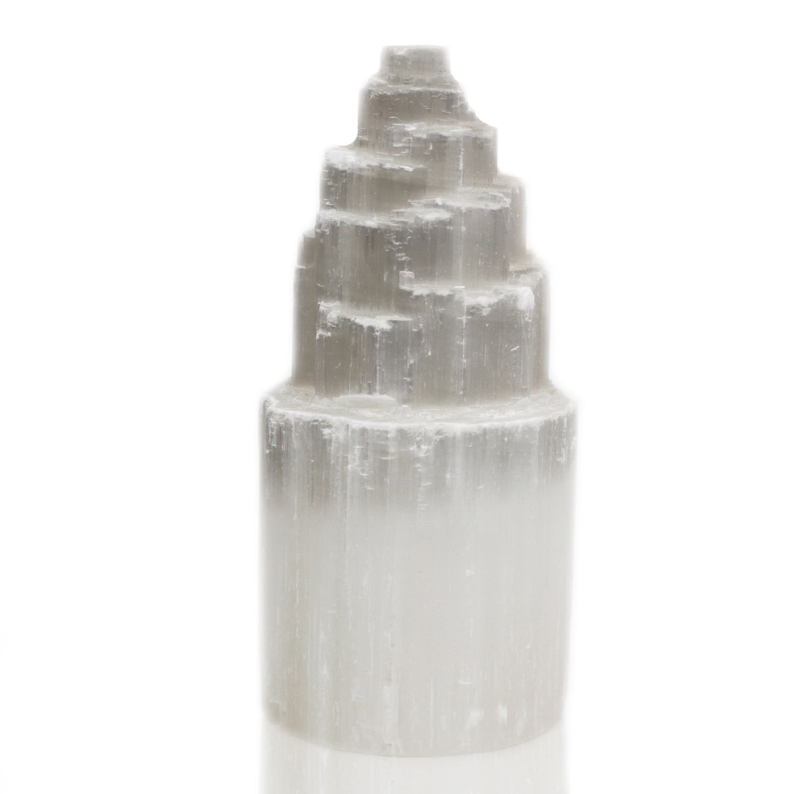 Natūrali selenito bokštelio lempa „Natural Selenite Tower Lamp“ – 20 cm šviesos ramybė