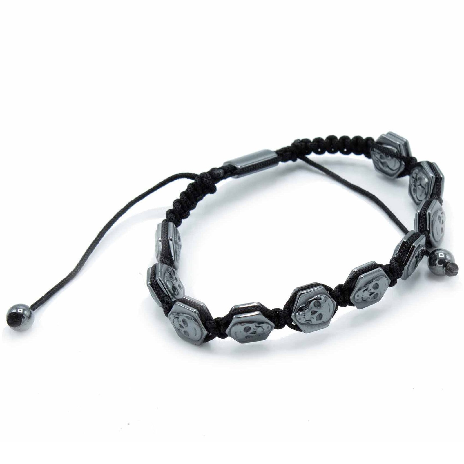 Alternative view of Magnetinė hematito Shamballa apyrankė „Hexagon Skulls“ – paslaptingas energijos srautas