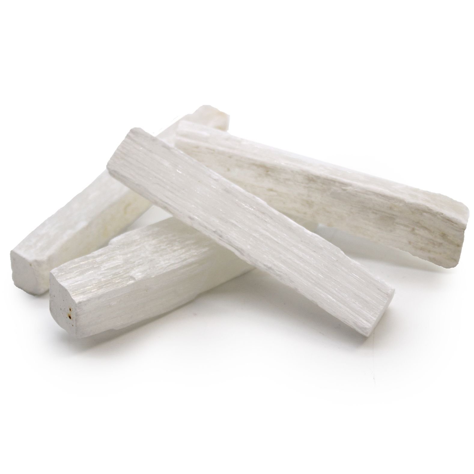 Natūrali selenito lazdelė „Selenite Stick“ – 7–10 cm šviesos ramybės akmuo