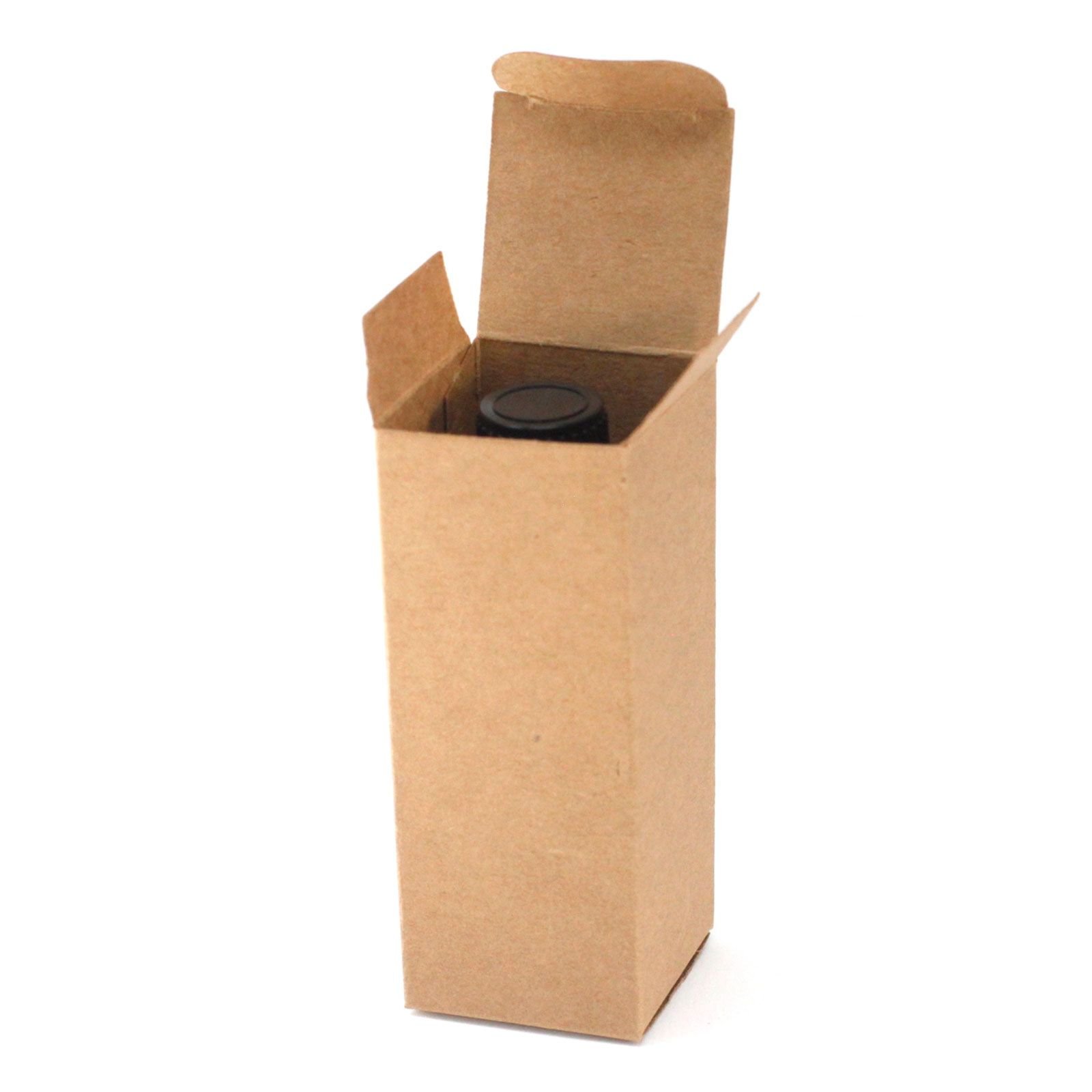 Alternative view of Dėžutė 50 ml gintaro buteliukui – ruda krafto popieriaus pakavimo paslaptis