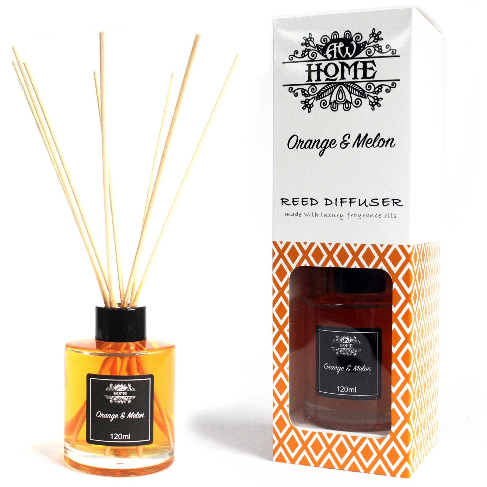 Nendrinis namų kvapų difuzorius „Orange & Melon“ – saulėto vaisių jaukumo akimirka, 120 ml