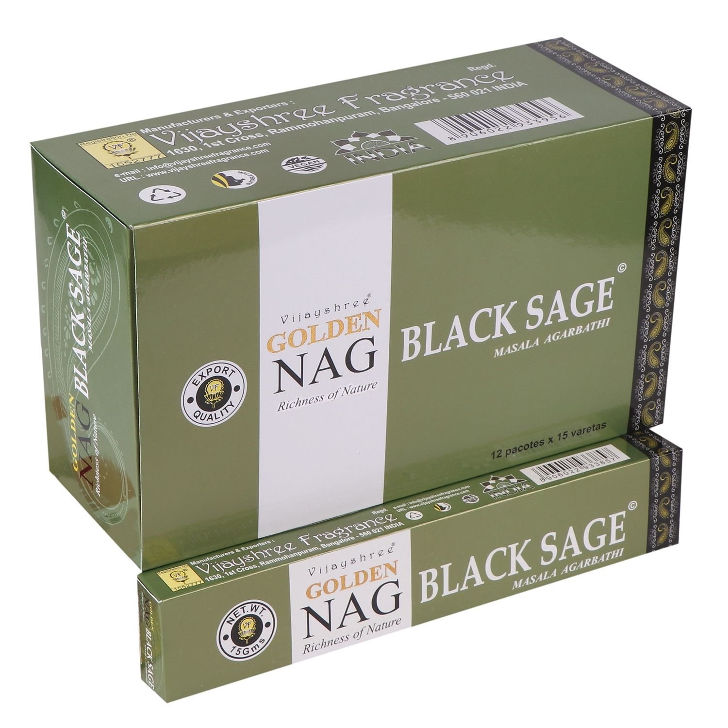 Smilkalų lazdelės „Golden Nag Black Sage“ – tamsaus šalavijo ramybės ritualas