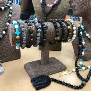 Alternative view of Apyrankė „Angel Wing / Black Agate“ – juodo agato boho ramybės akcentas
