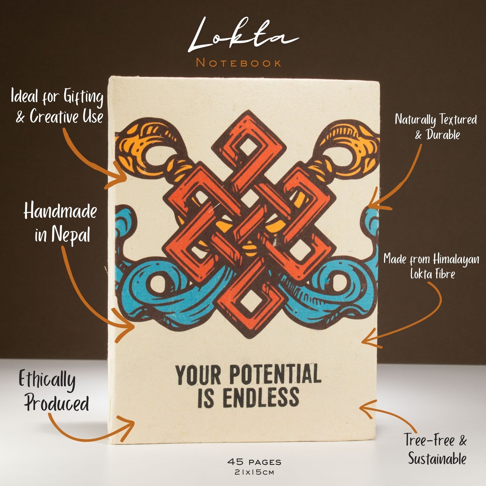 Alternative view of Didelė loktos popieriaus užrašinė „Your Potential“ – įkvėpimo lapai su skirtuku