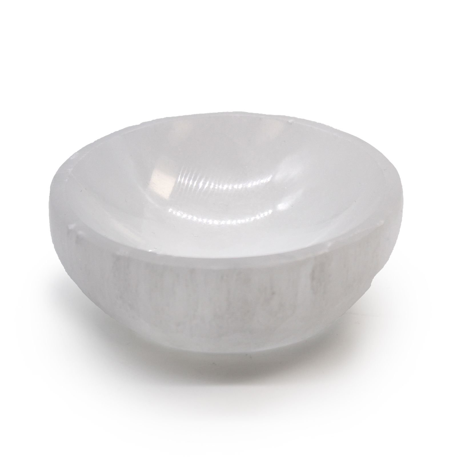 Selenito dubuo „Selenite Round Bowl“ – 10 cm šviesos ir ramybės akcentas