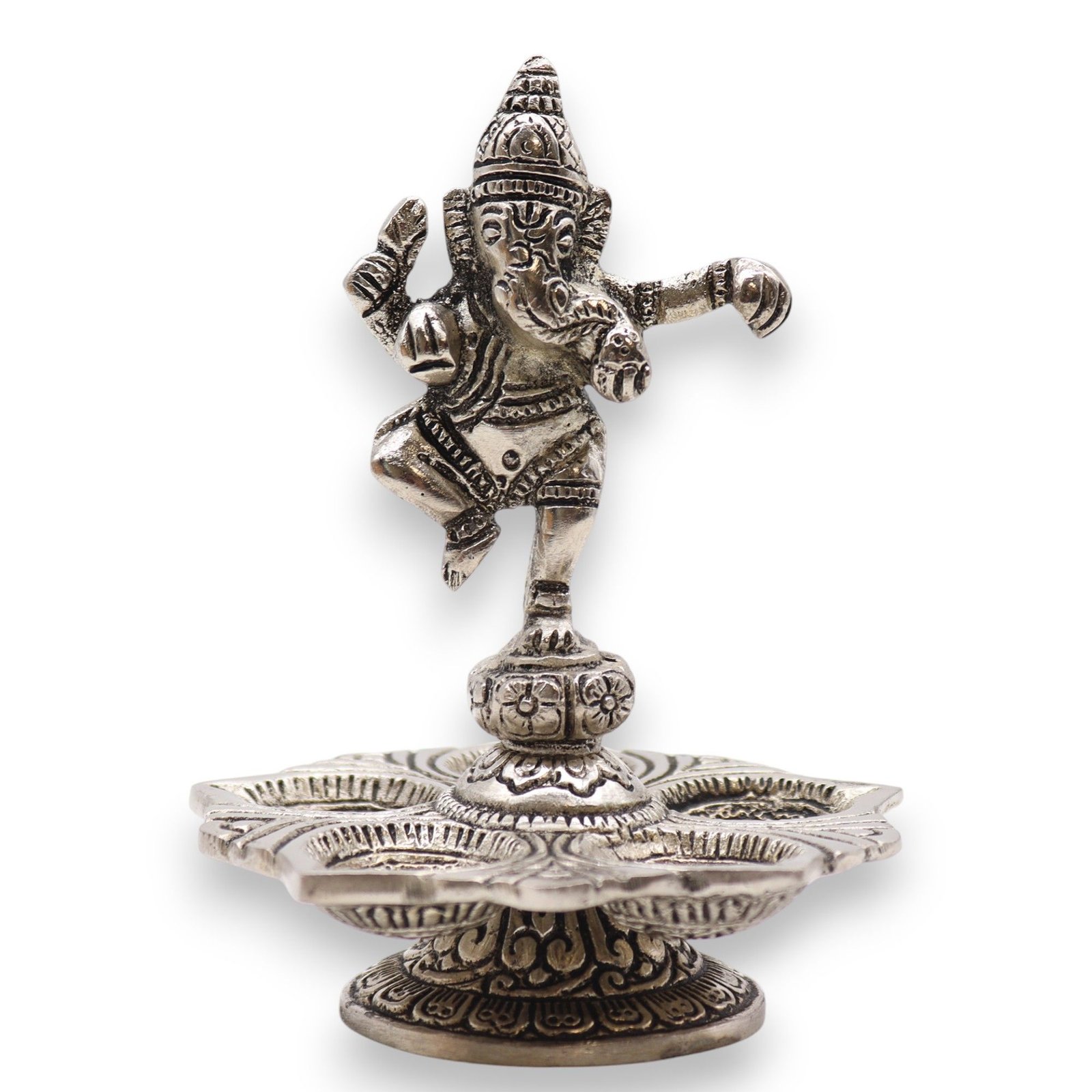 Smilkalų laikiklis „Dancing Ganesha“ – rankų darbo aliuminio ritualo akcentas