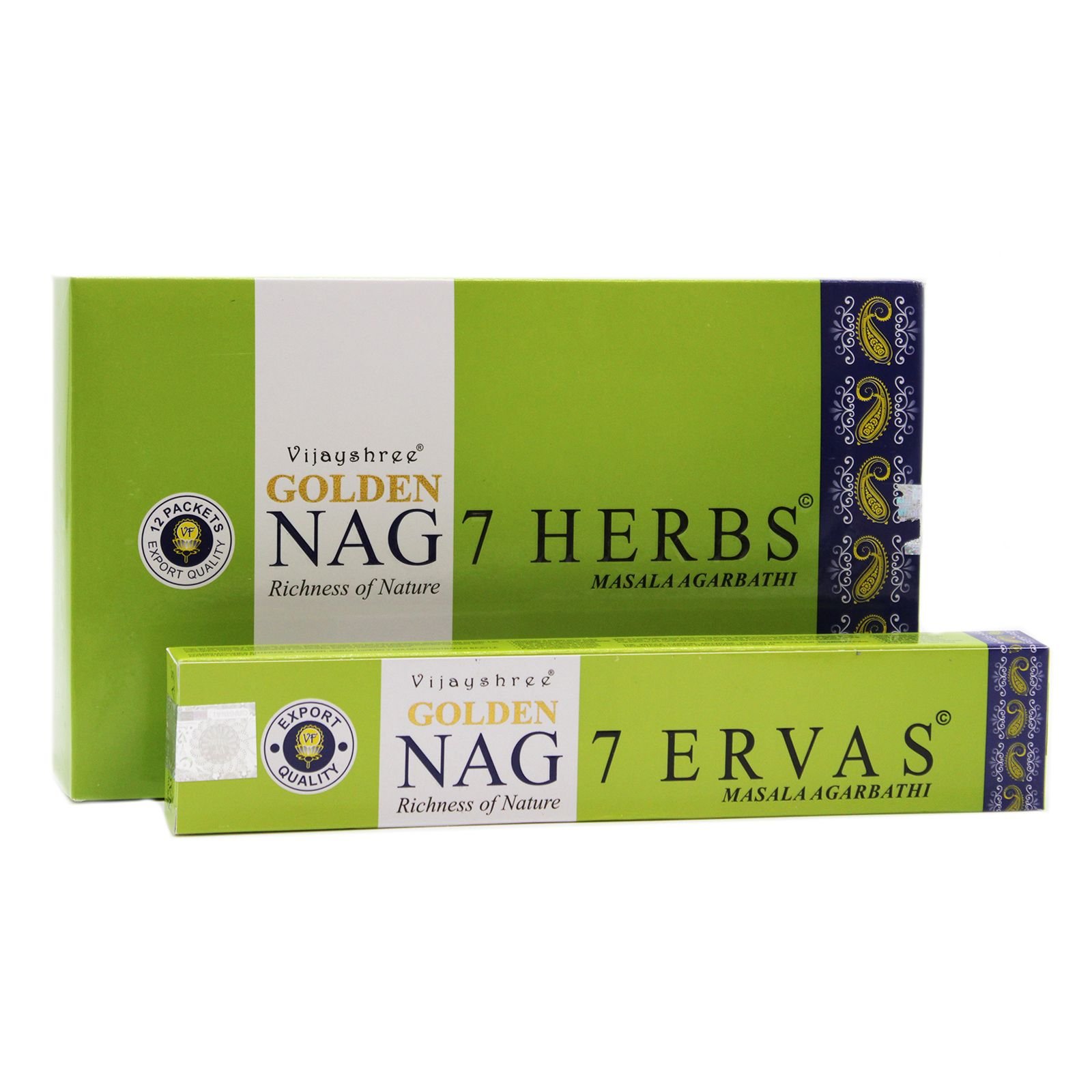Smilkalų lazdelės „Golden Nag Seven Herbs“ – septynių žolelių auksinis ritualas