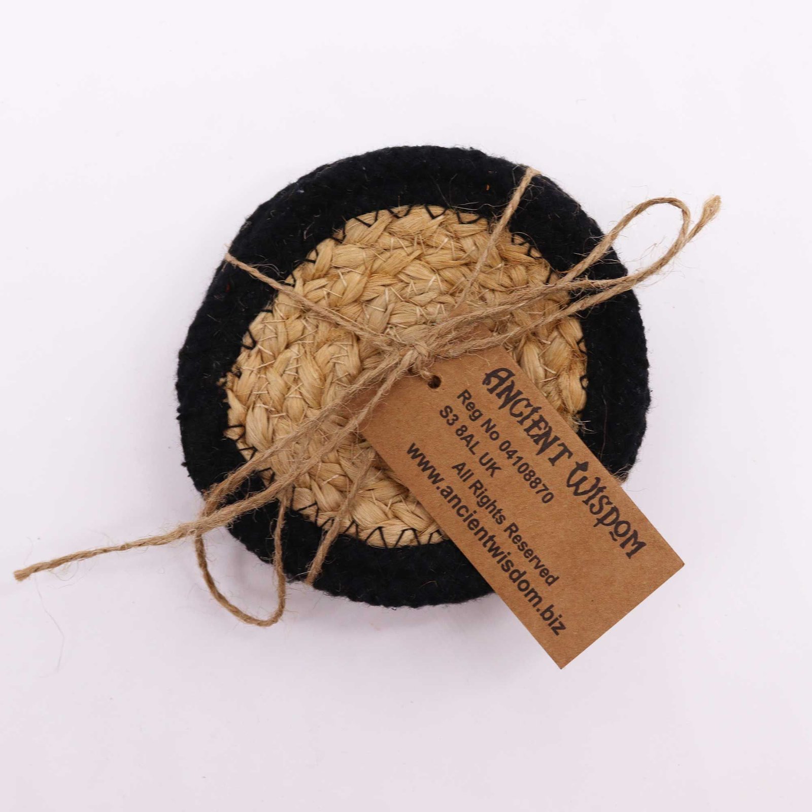 Alternative view of Natūralūs stalo padėkliukai „Jute & Cotton“ – 10 cm juodos briaunos jaukumui, 4 vnt.