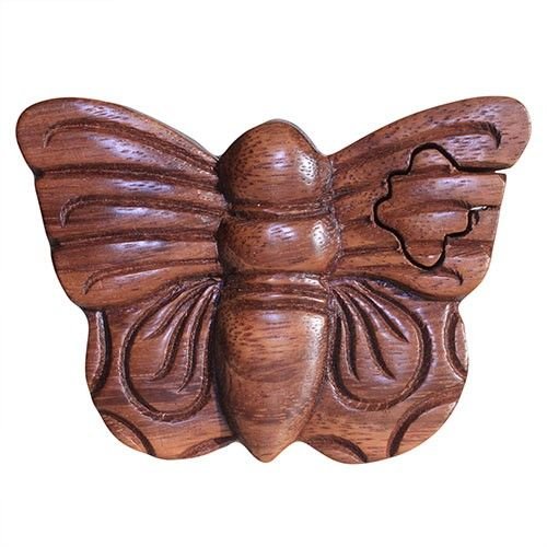 Balio „Butterfly“ magic dėžutė iš saman medžio – mažas paslapties saugotojas