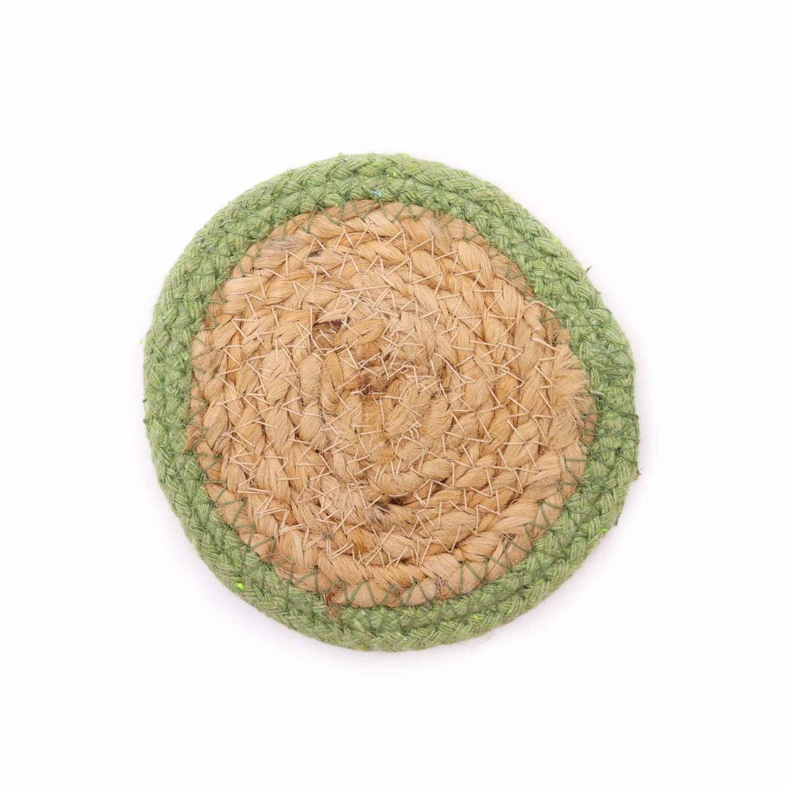 Natūralūs stalo padėkliukai iš džiuto ir medvilnės „Olive Boarder“ – 10 cm rinkinys iš 4