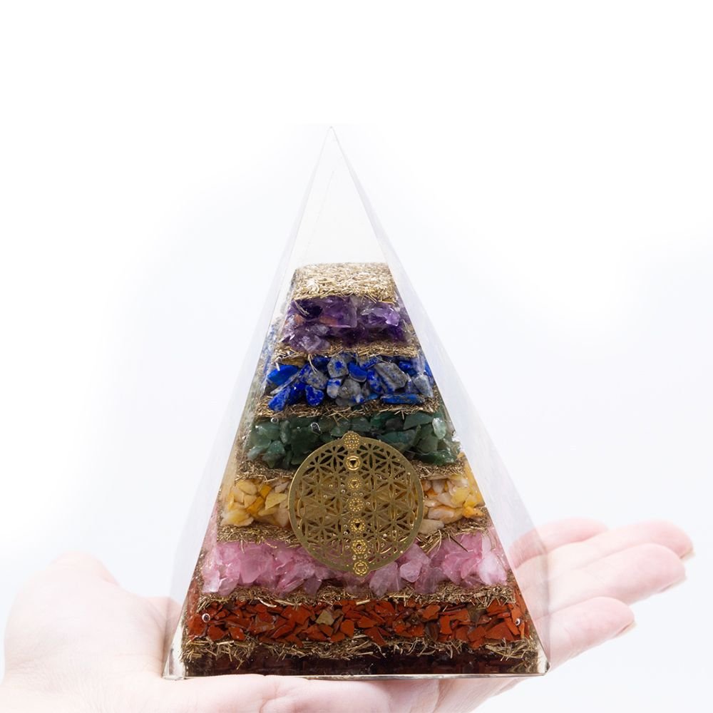 Alternative view of Orgonito piramidė „Seven Chakra Flower of Life“ – 70 mm harmonijos akcentas